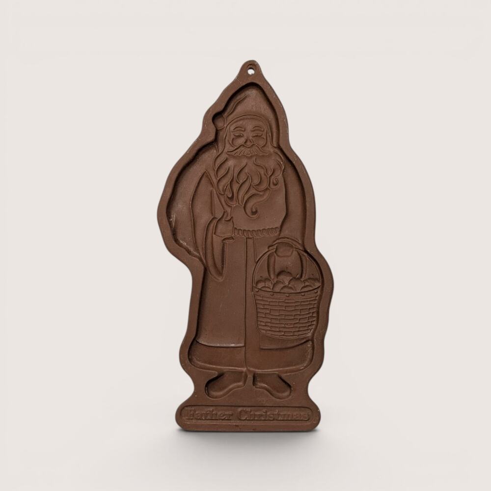 1990 Longaberger Pottery Father Christmas Terracotta Cookie Mold